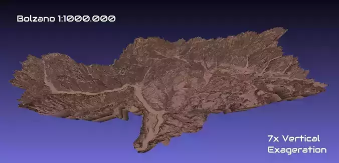 Italy 3D Map of Bolzano Provice 1 to 1000000 3D print model