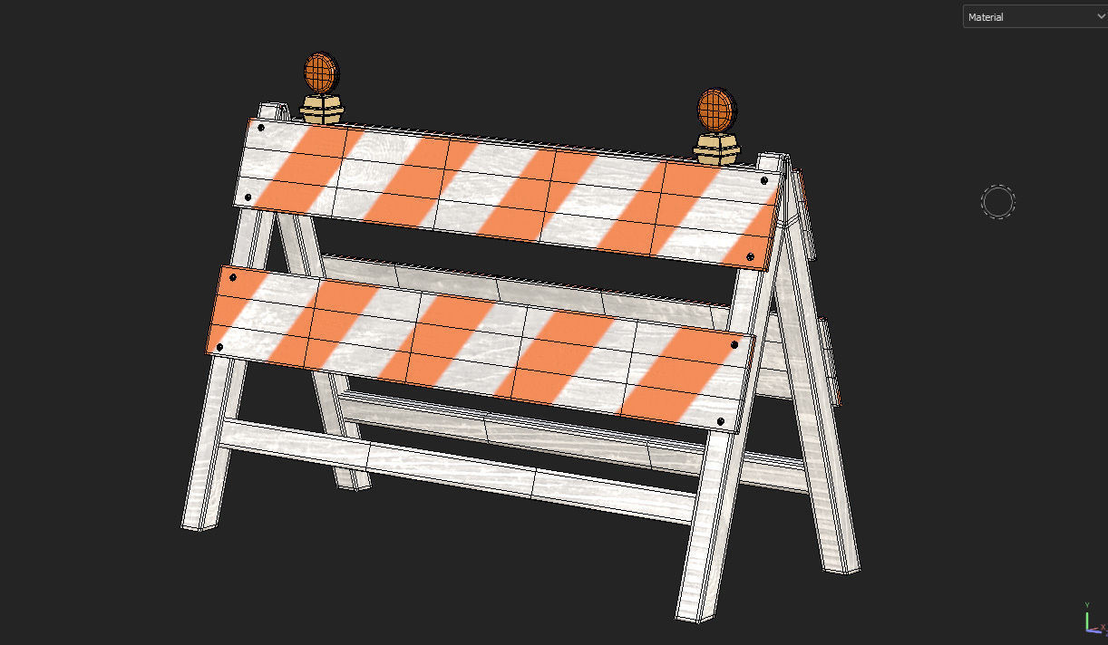 Wood Traffic Barrier Low-poly 3D model_17