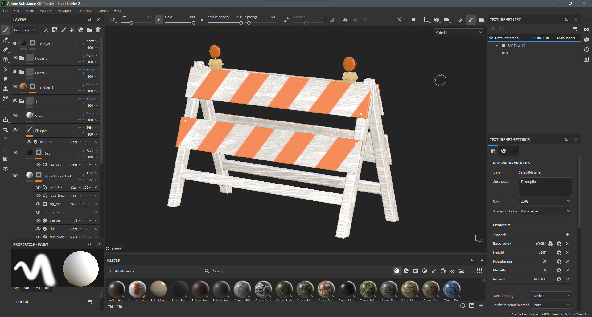 Wood Traffic Barrier Low-poly 3D model_14