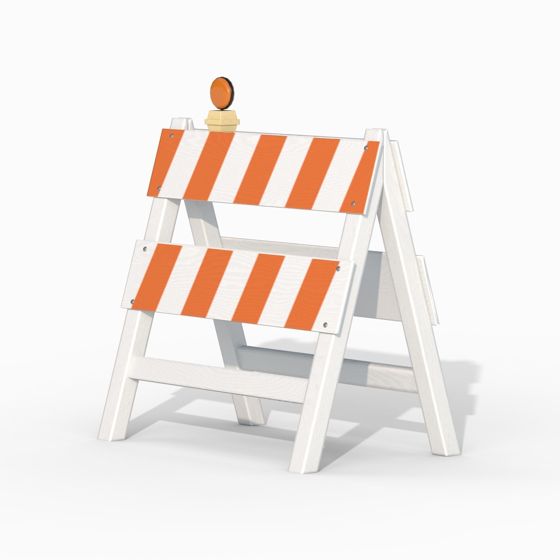 Wood Traffic Barrier Low-poly 3D model_1