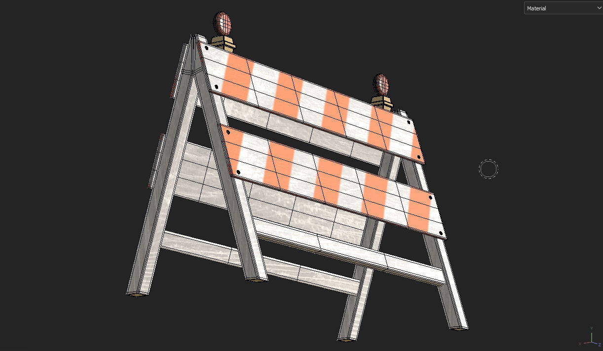 Wood Traffic Barrier Low-poly 3D model_19