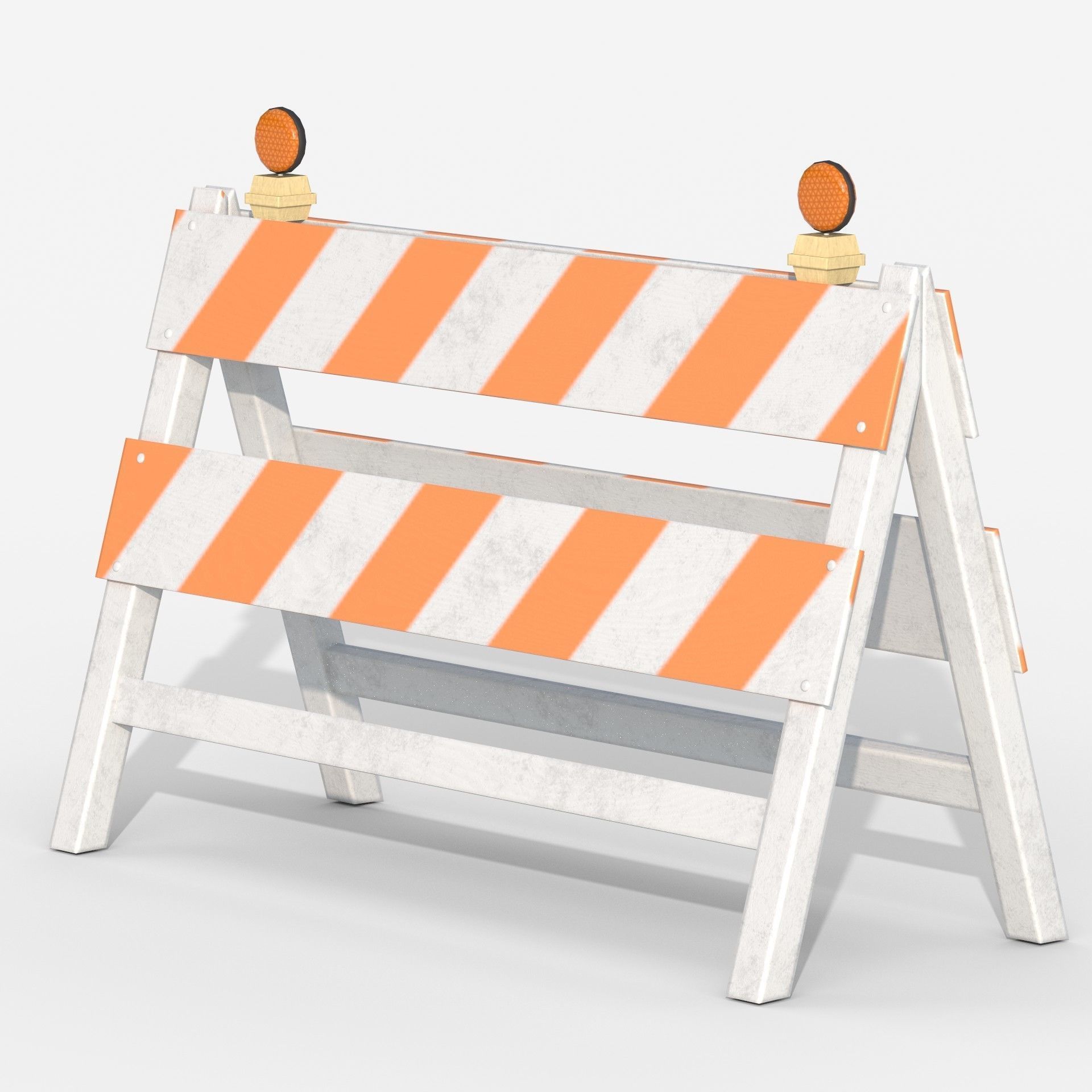 Wood Traffic Barrier Low-poly 3D model_7