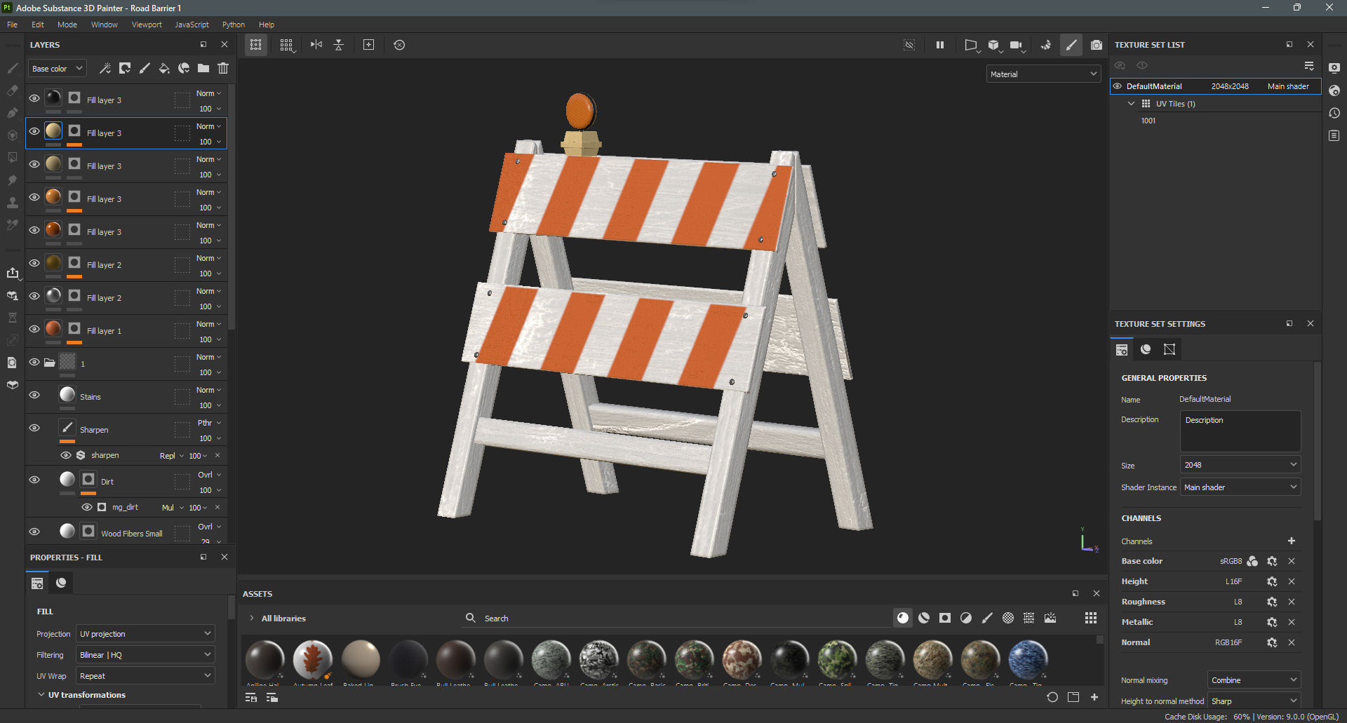 Wood Traffic Barrier Low-poly 3D model_13