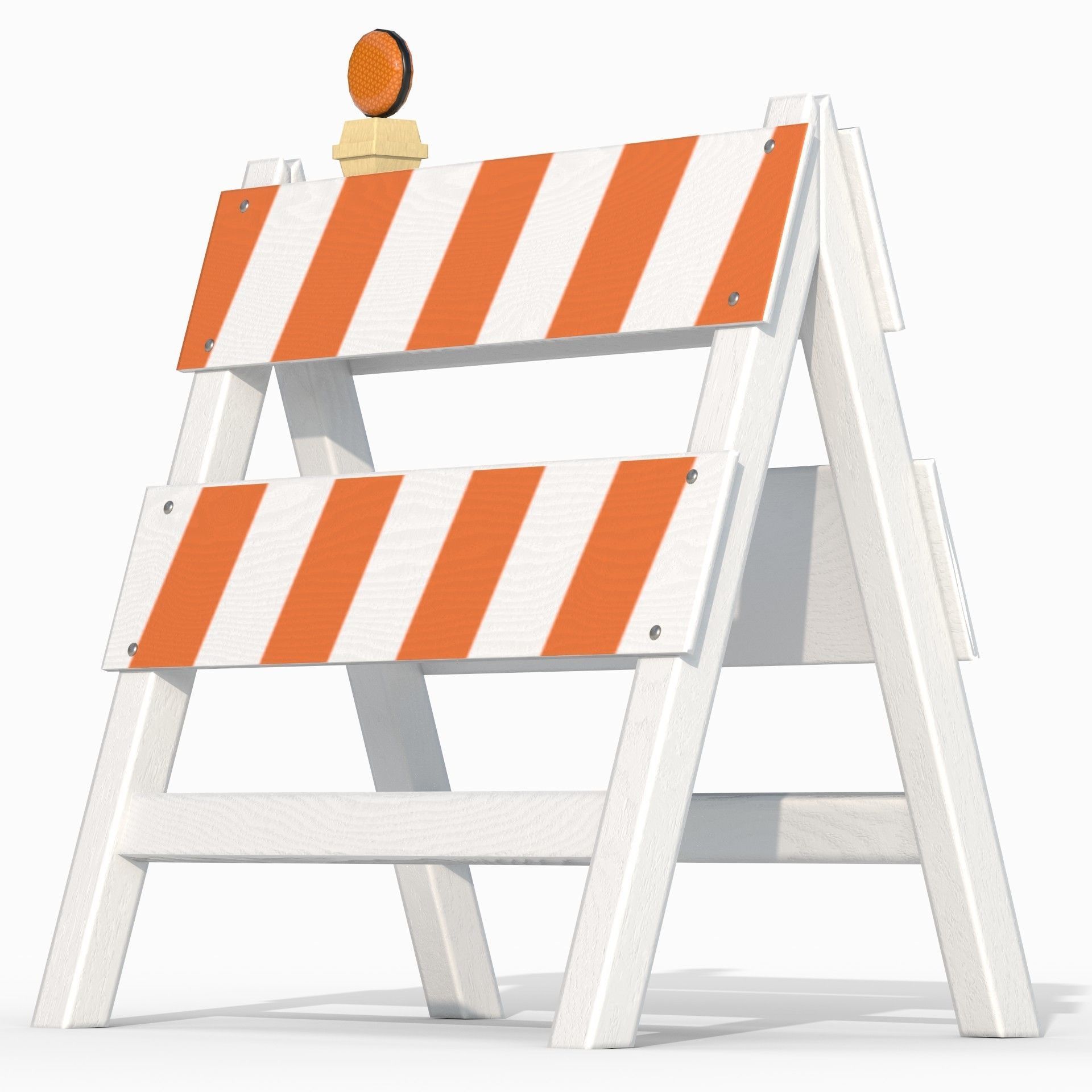 Wood Traffic Barrier Low-poly 3D model_4