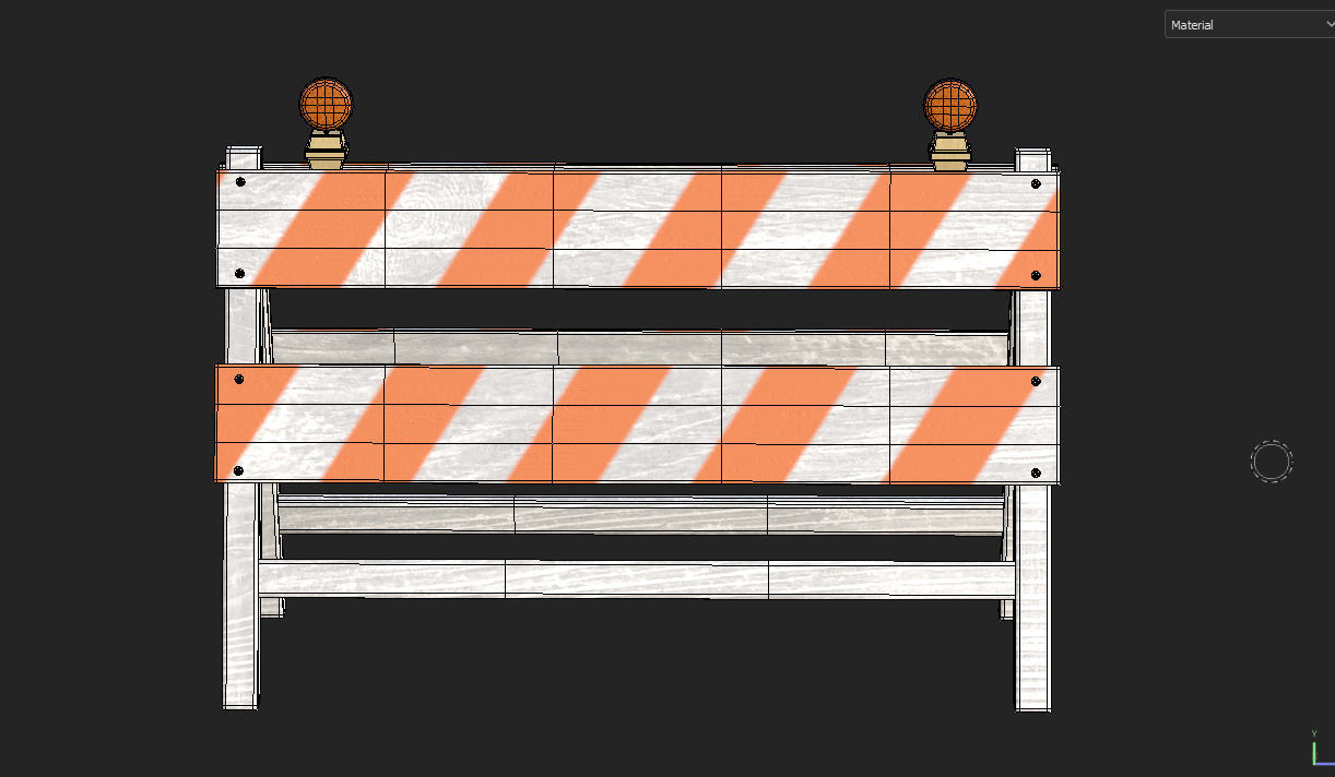 Wood Traffic Barrier Low-poly 3D model_18