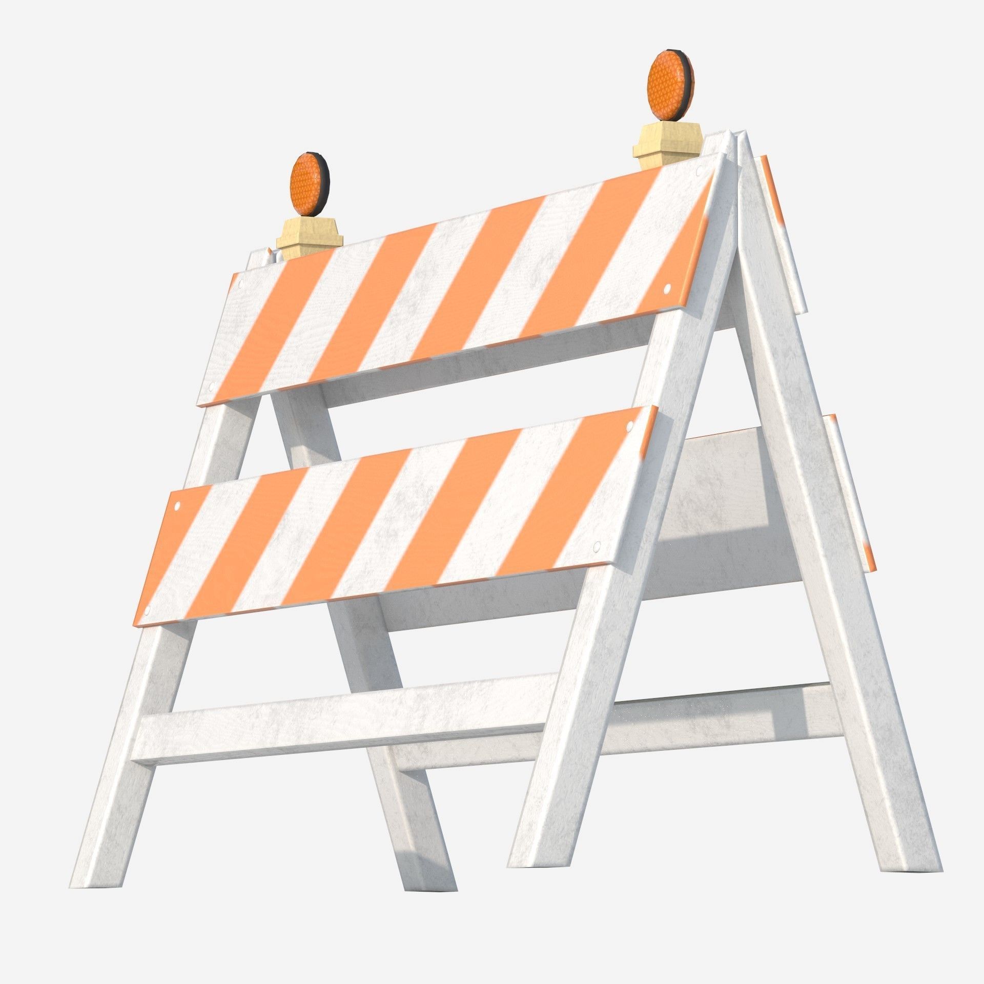 Wood Traffic Barrier Low-poly 3D model_8