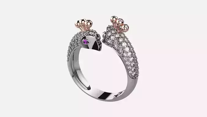 Peacock Women solitaire ring 3dm detail 3D print model