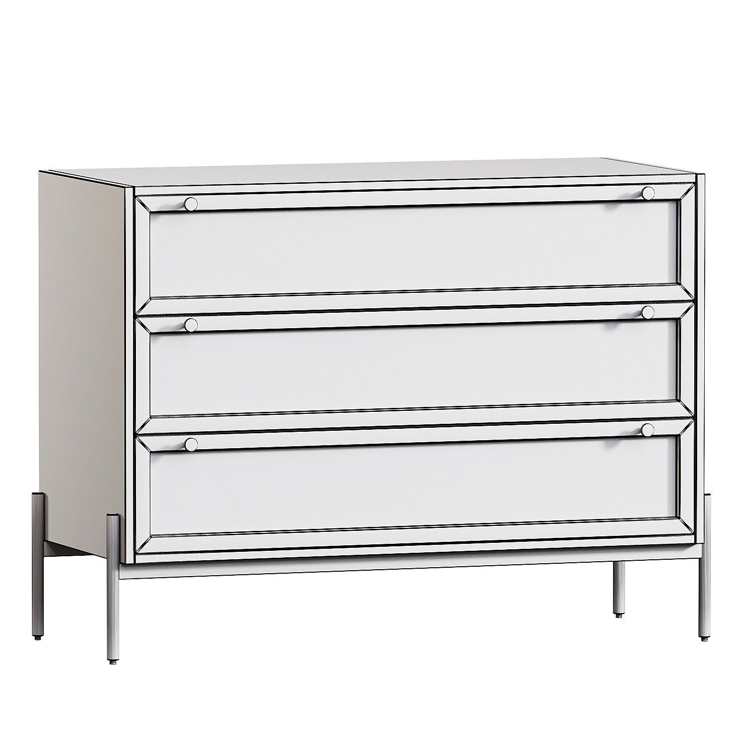 Black rattan chest of drawers 3D model_2