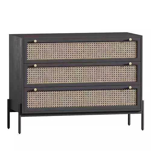 Black rattan chest of drawers 3D model