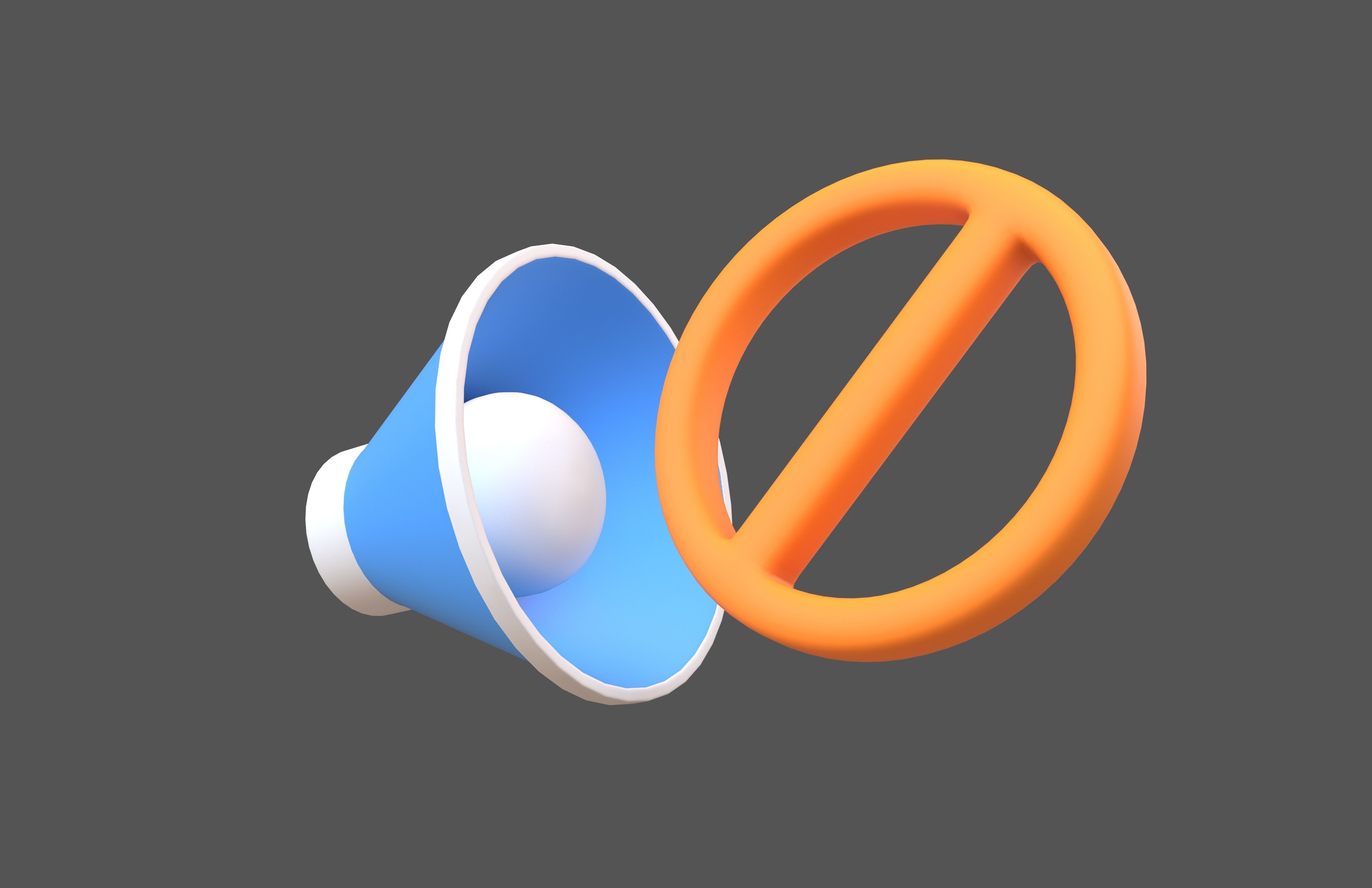 No Sound Volume Icon v1 008 Low-poly 3D model_3