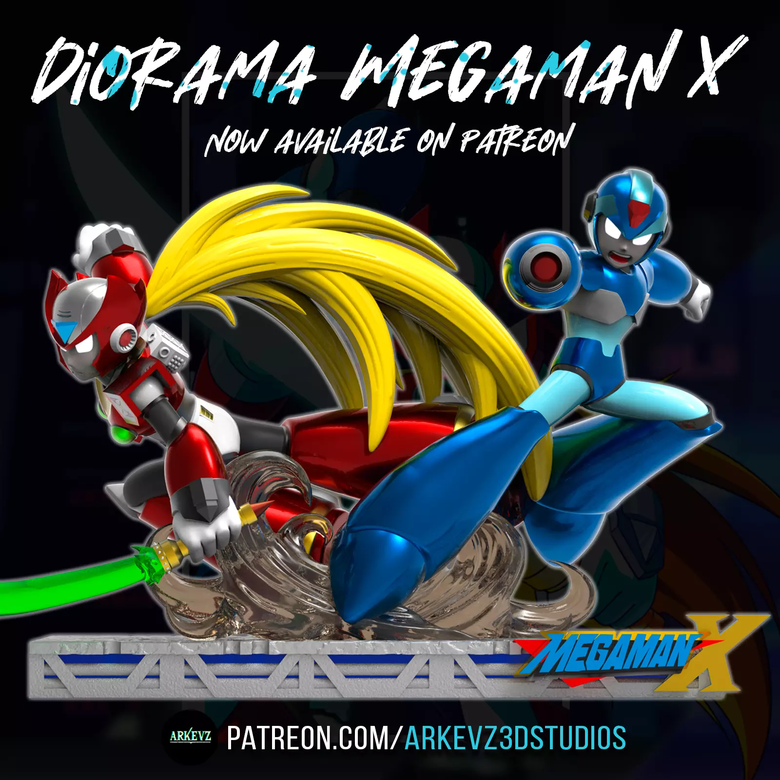 Diorama Megaman And Zero 3D print model_0