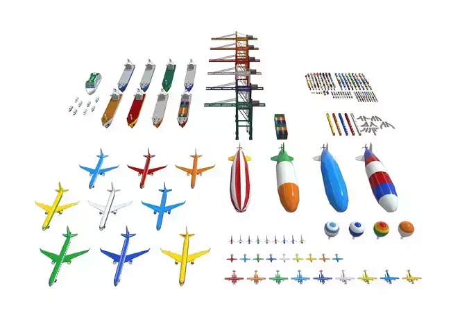 Vehicles Pack - Low Poly - 300 Colors  3D model