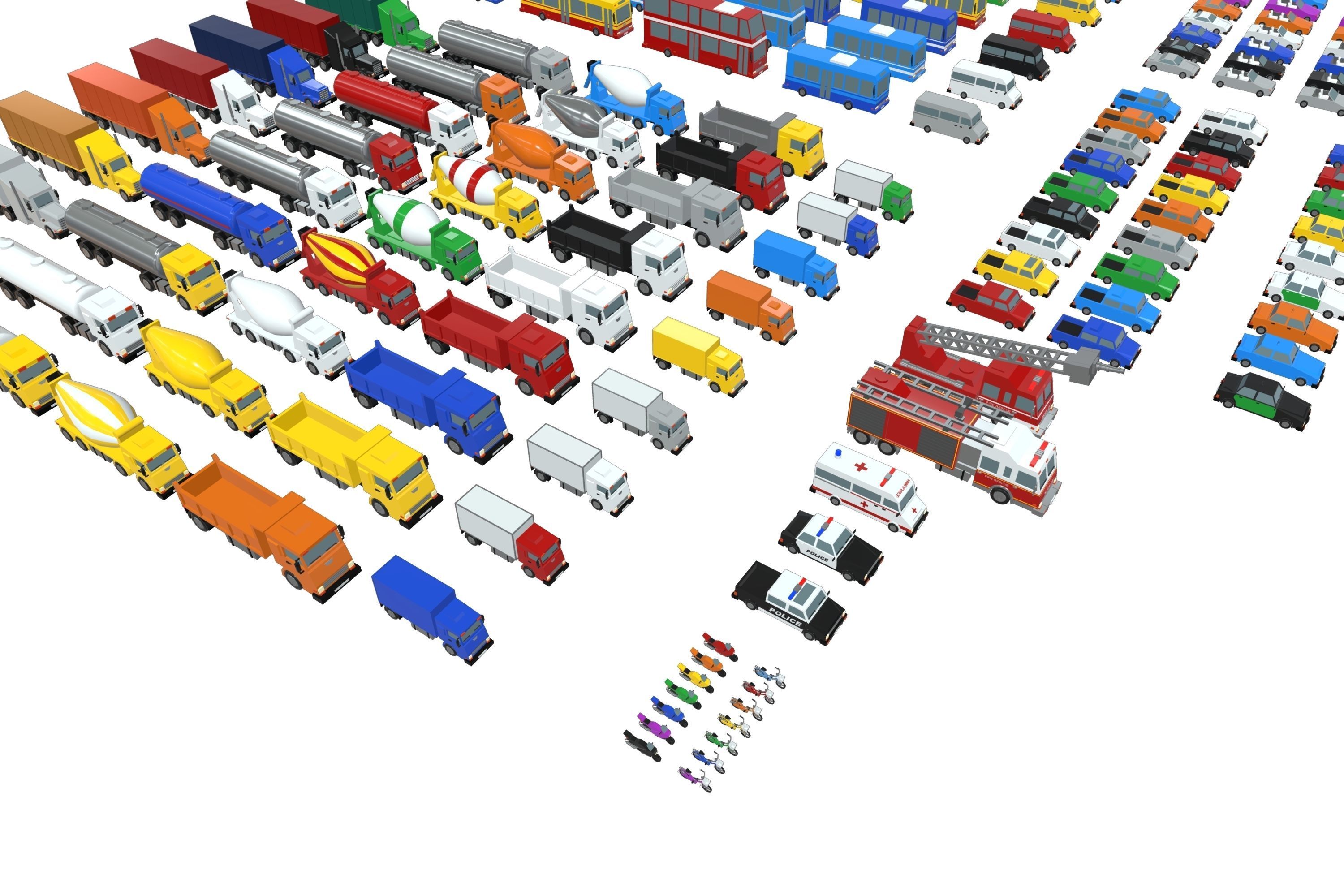 Vehicles Pack - Low Poly - 300 Colors  3D model_16