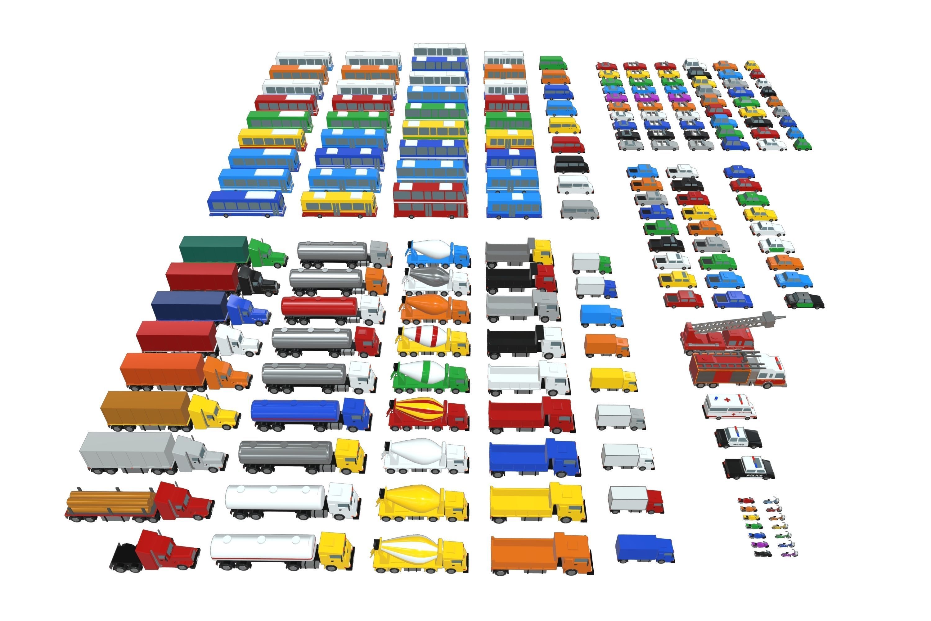 Vehicles Pack - Low Poly - 300 Colors  3D model_4