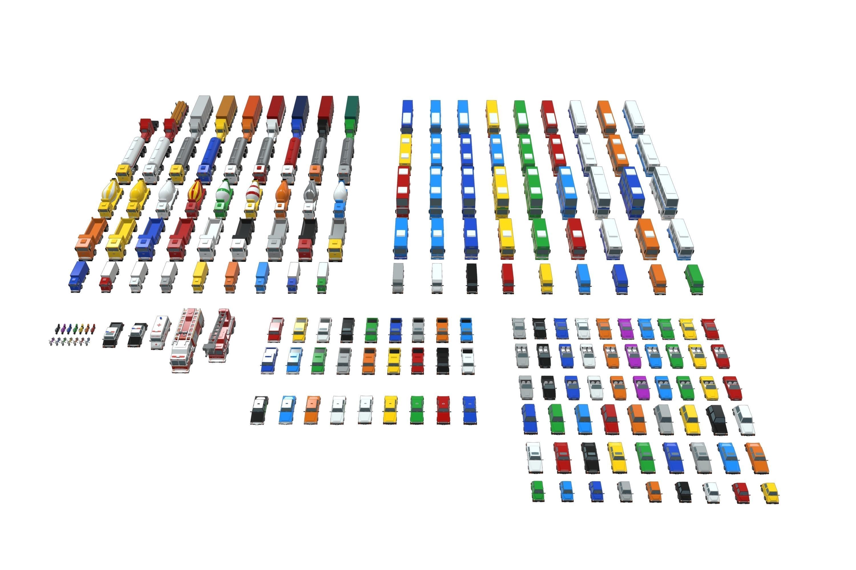Vehicles Pack - Low Poly - 300 Colors  3D model_15