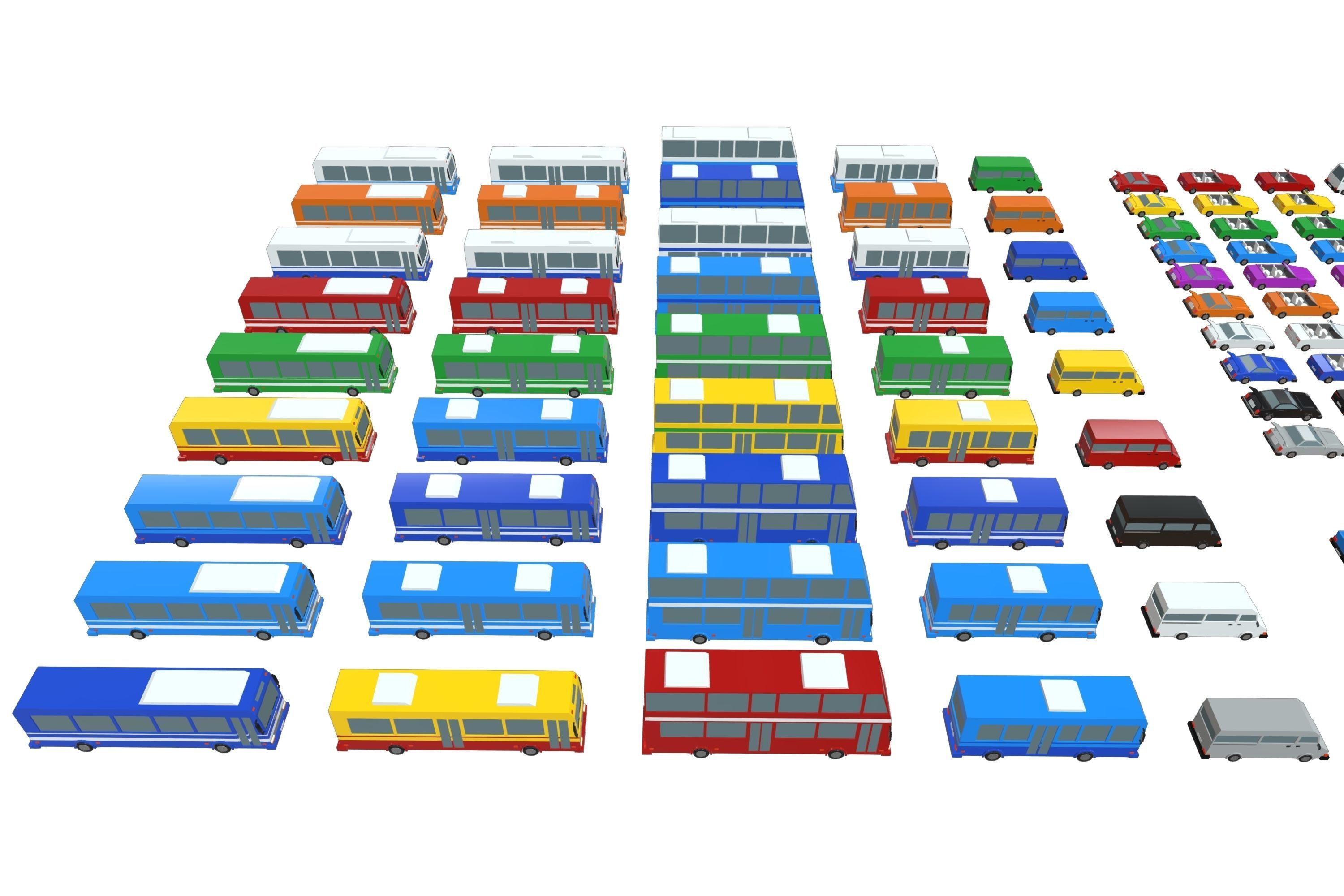 Vehicles Pack - Low Poly - 300 Colors  3D model_1