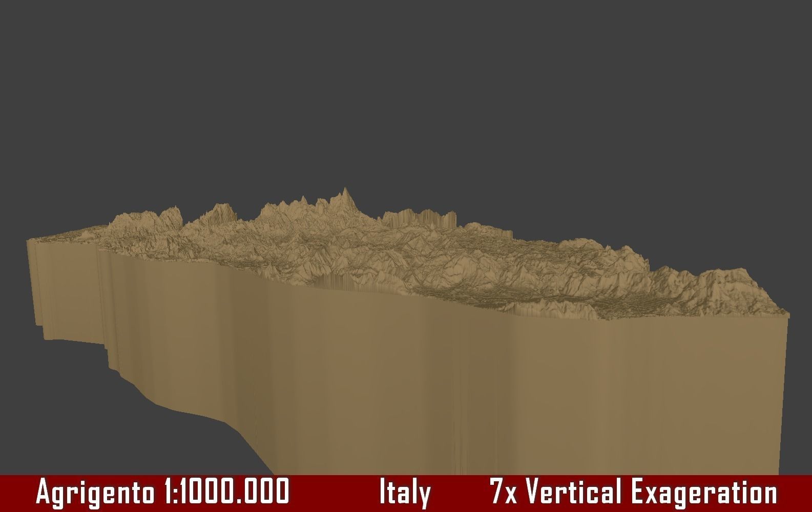 Italy 3D Map of Agrigento Provice 1 to 1000000 3D print model_1