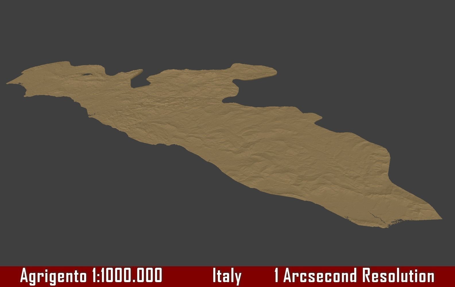 Italy 3D Map of Agrigento Provice 1 to 1000000 3D print model_3