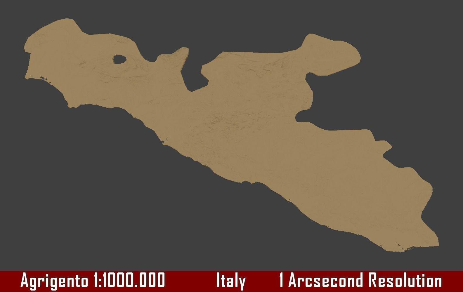 Italy 3D Map of Agrigento Provice 1 to 1000000 3D print model_2
