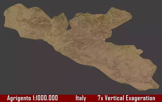 Italy 3D Map of Agrigento Provice 1 to 1000000 3D print model