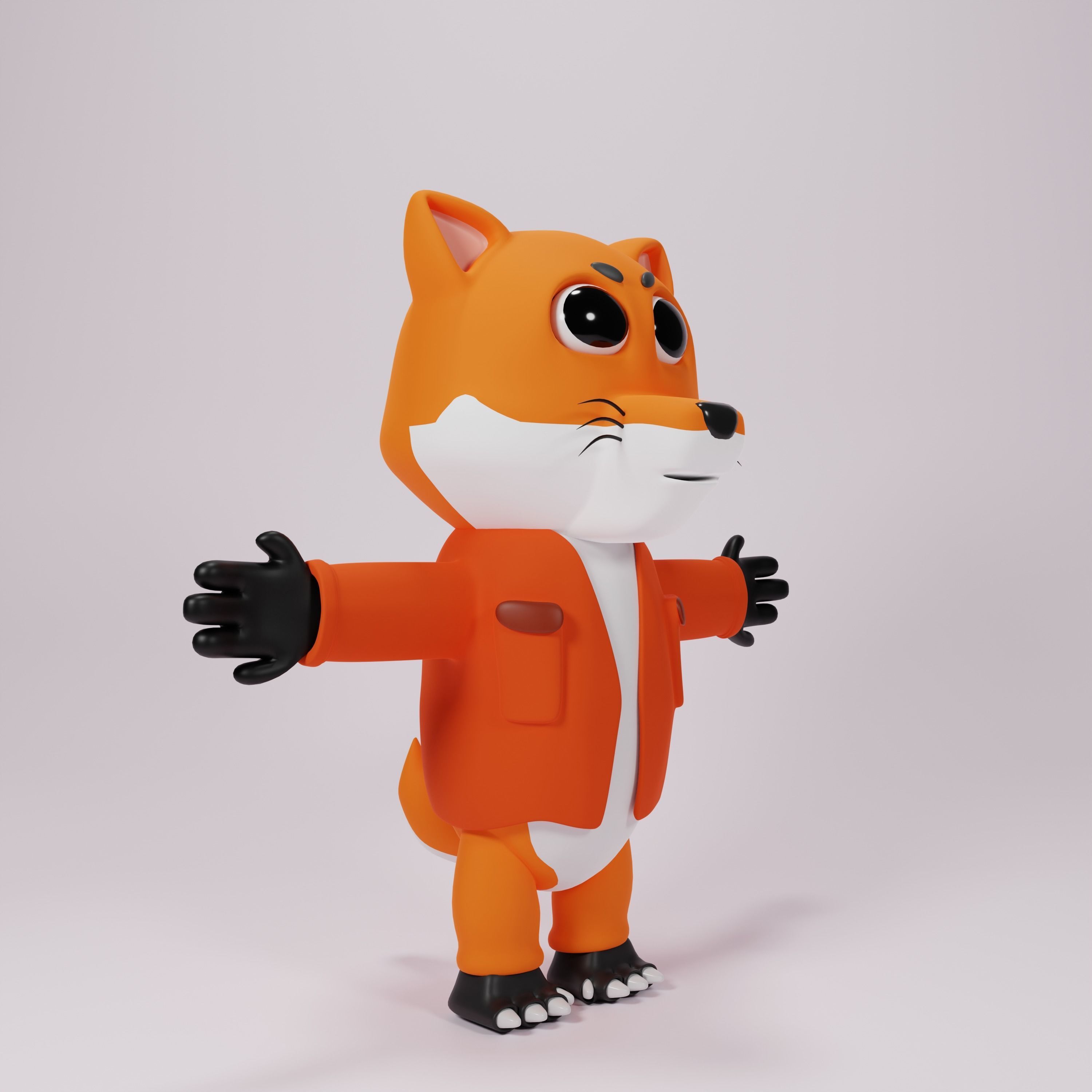 Cute fox character human from 3d model Low-poly 3D model_1