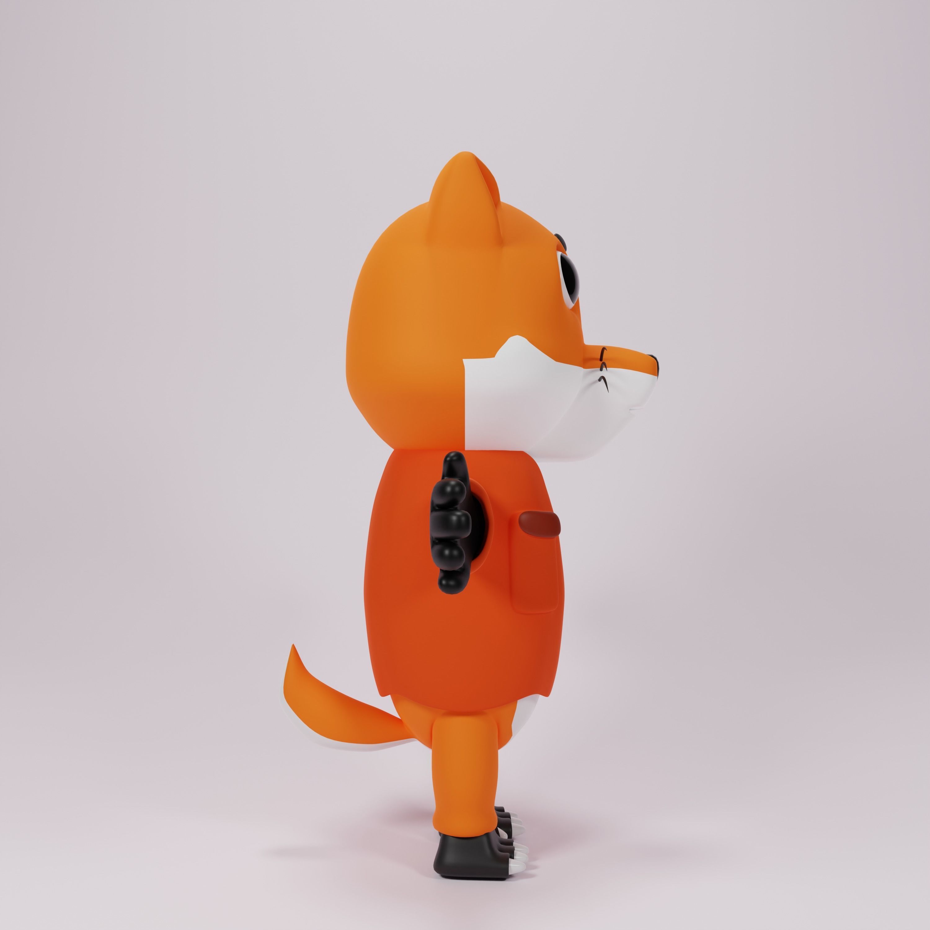Cute fox character human from 3d model Low-poly 3D model_2