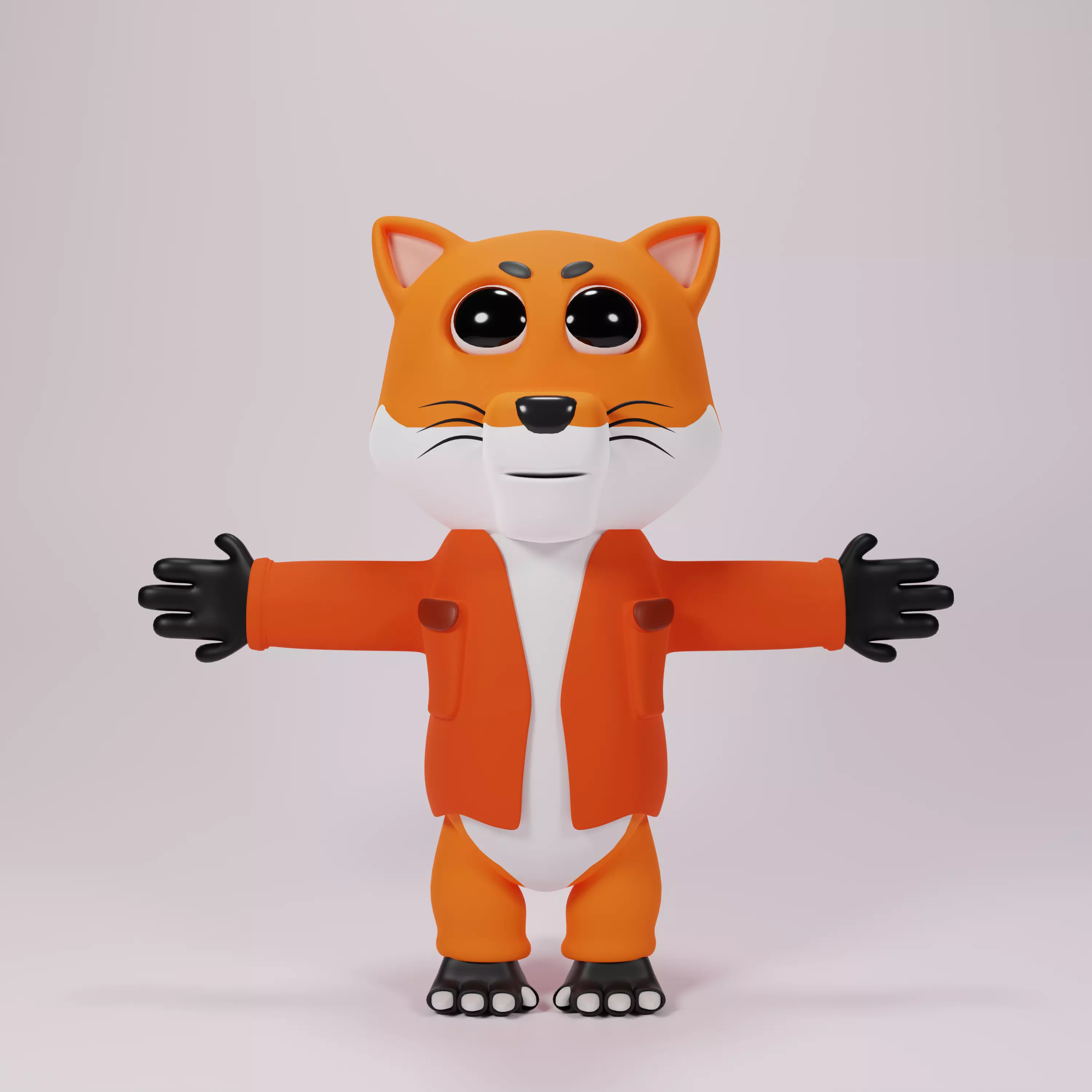 Cute fox character human from 3d model Low-poly 3D model_0