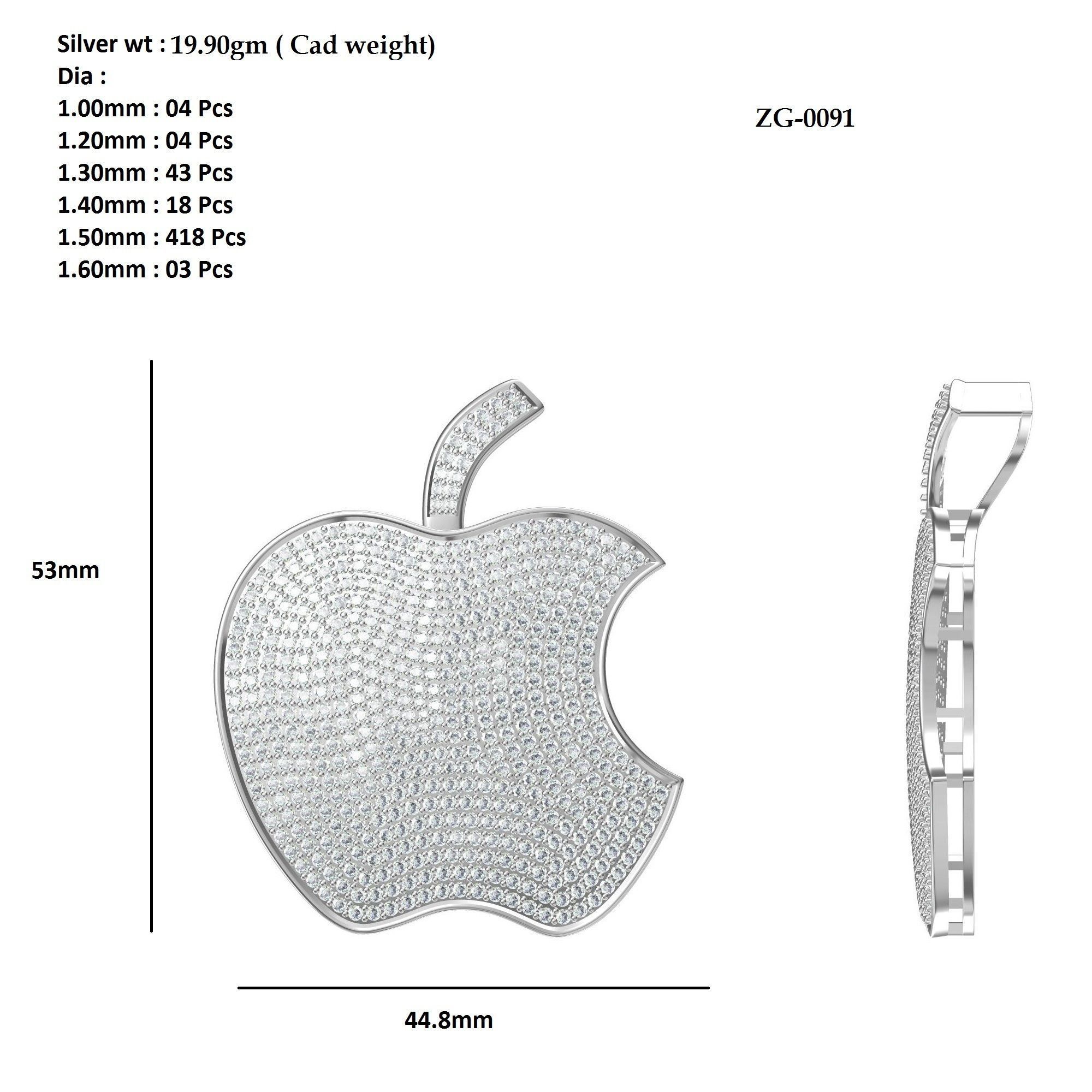 Apple Pandent 3D print model_3