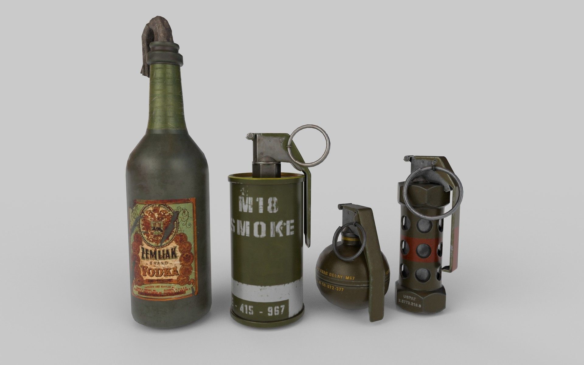 Hand Grenades - PBR - Low Poly 3D Low-poly 3D model_1