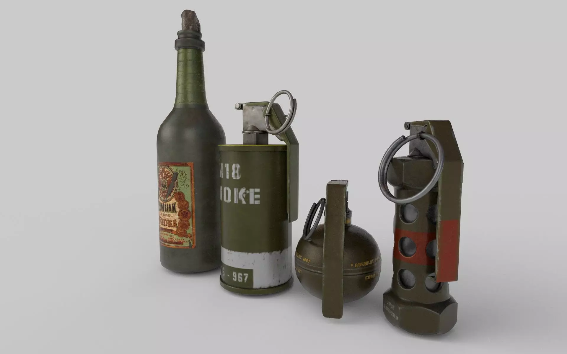 Hand Grenades - PBR - Low Poly 3D Low-poly 3D model_0