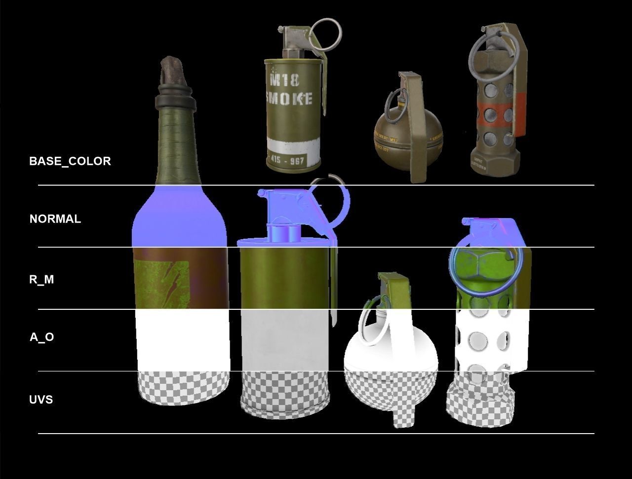 Hand Grenades - PBR - Low Poly 3D Low-poly 3D model_2