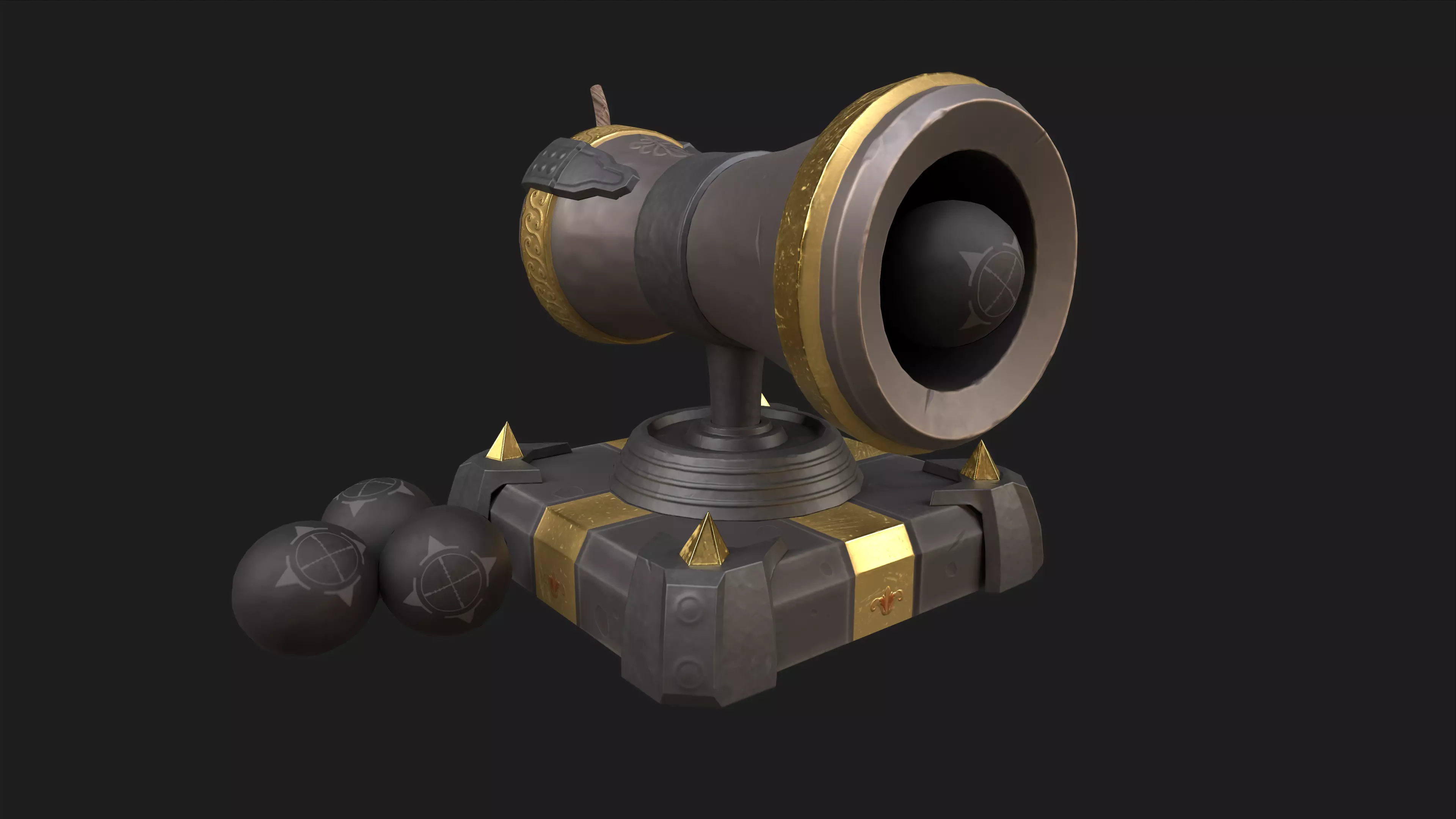 Stylized Cannon Low-poly 3D model