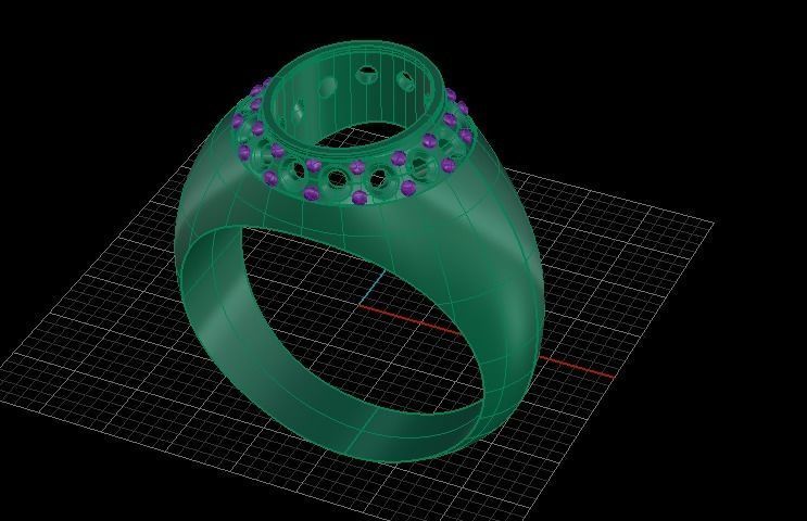 Ring Blue gem  3D print model_4