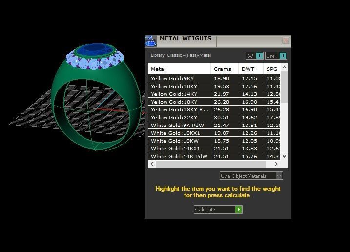Ring Blue gem  3D print model_5