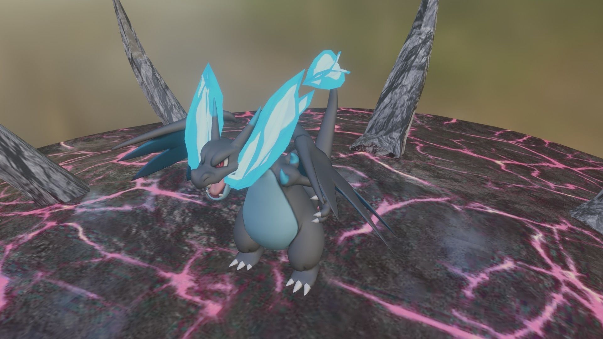 Charizard Mega X Low-poly 3D model_4