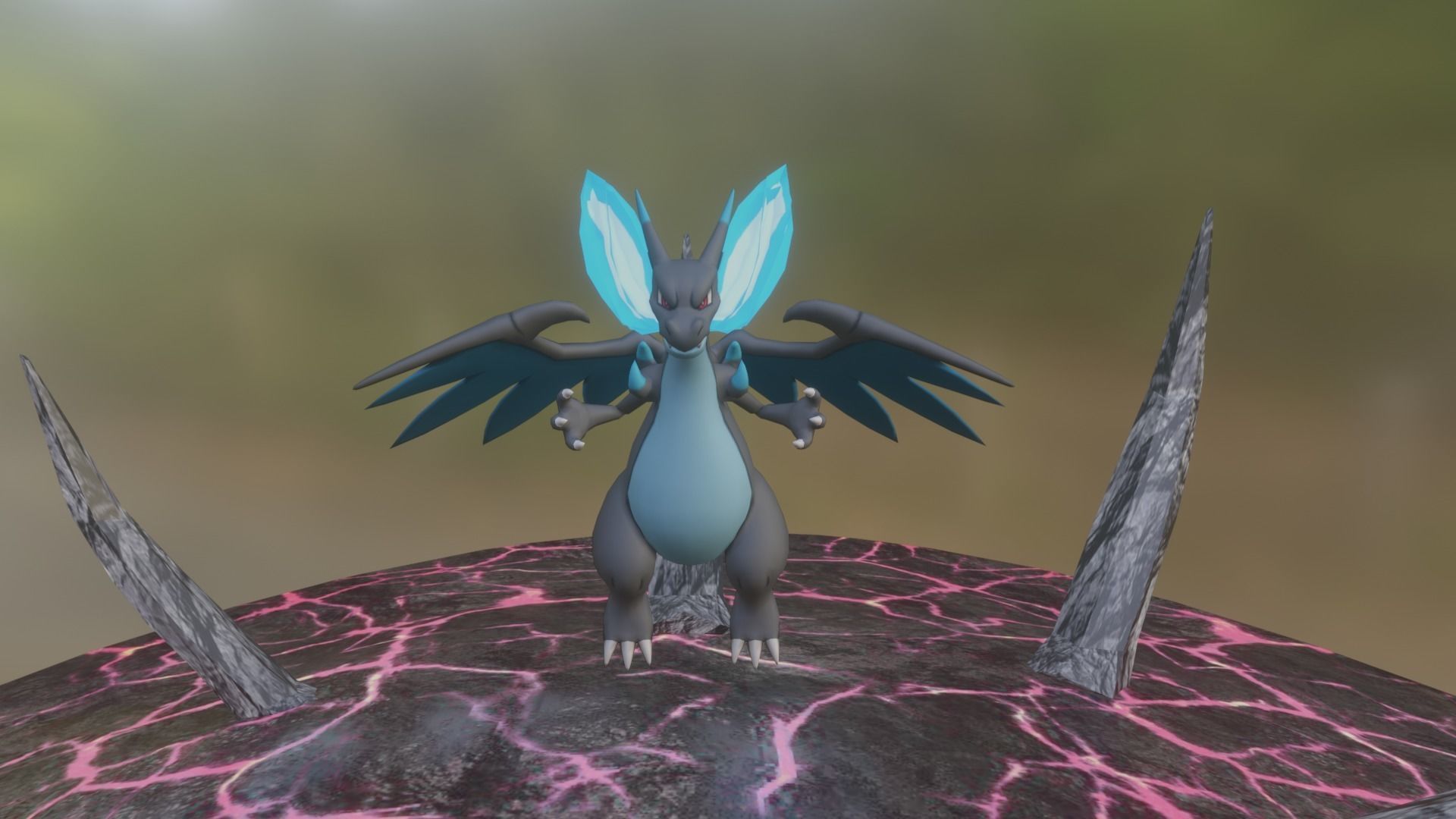 Charizard Mega X Low-poly 3D model_2