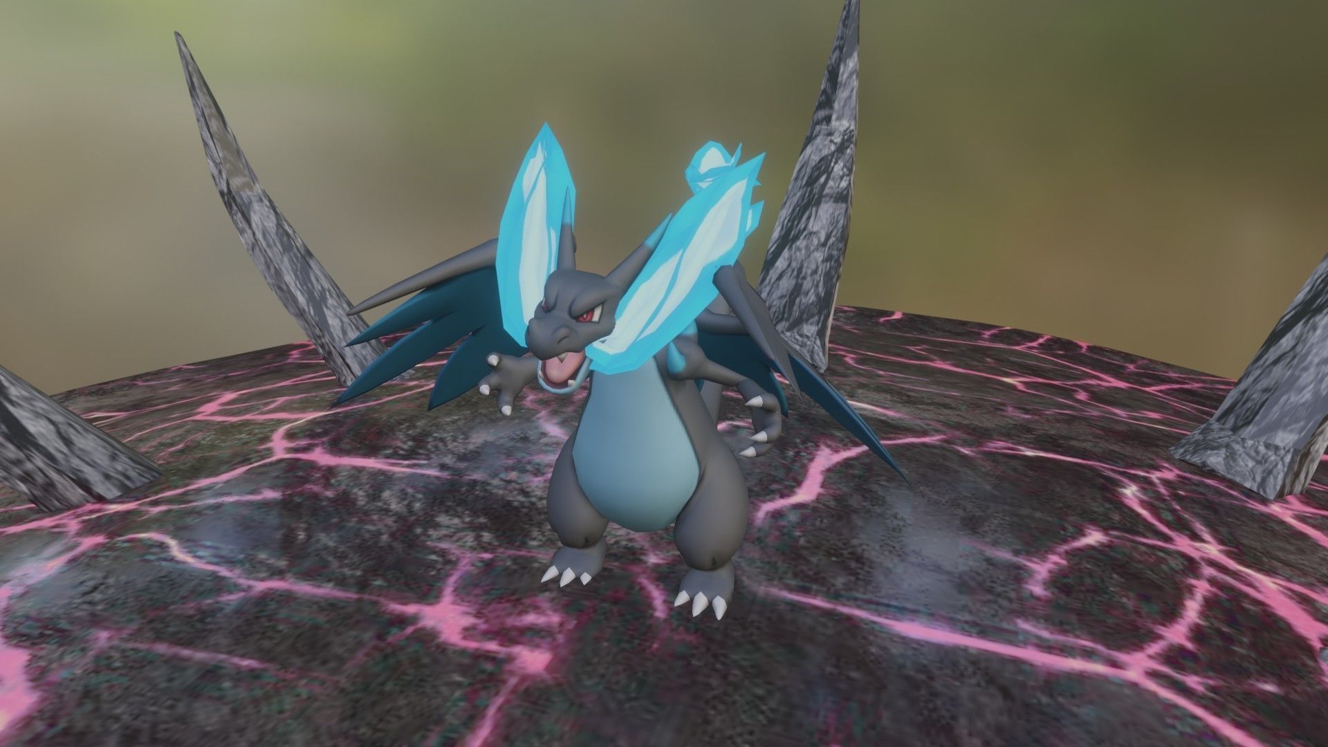 Charizard Mega X Low-poly 3D model_3