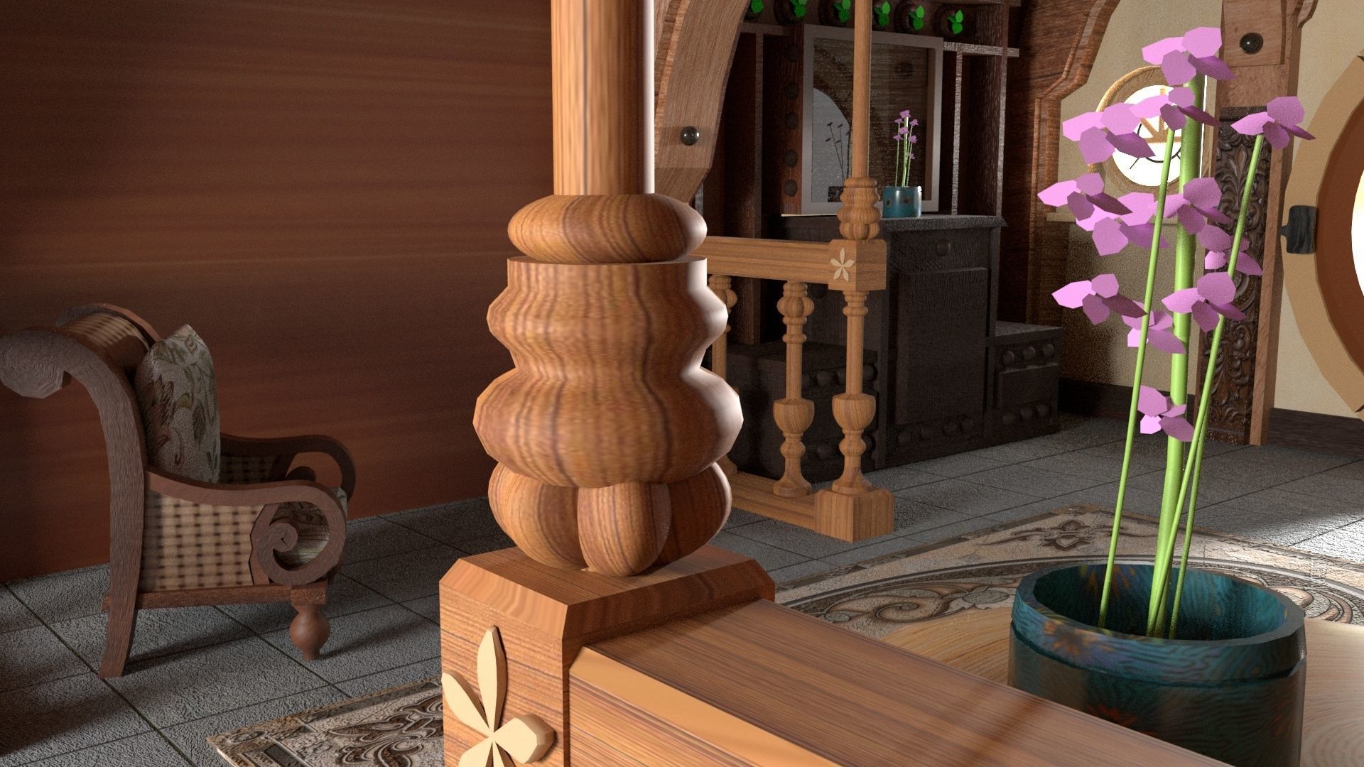 3D Room Environment Model Low-poly 3D model_8