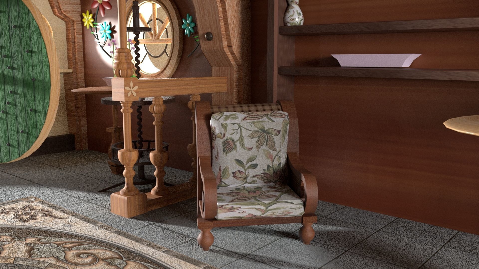 3D Room Environment Model Low-poly 3D model_10