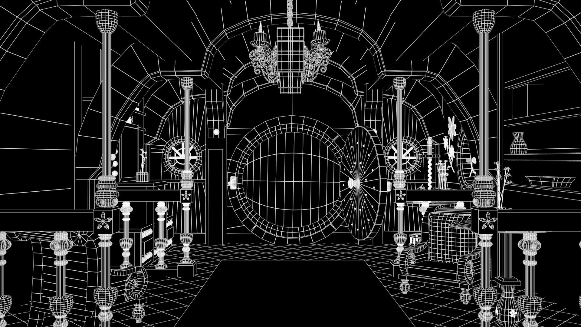 3D Room Environment Model Low-poly 3D model_1