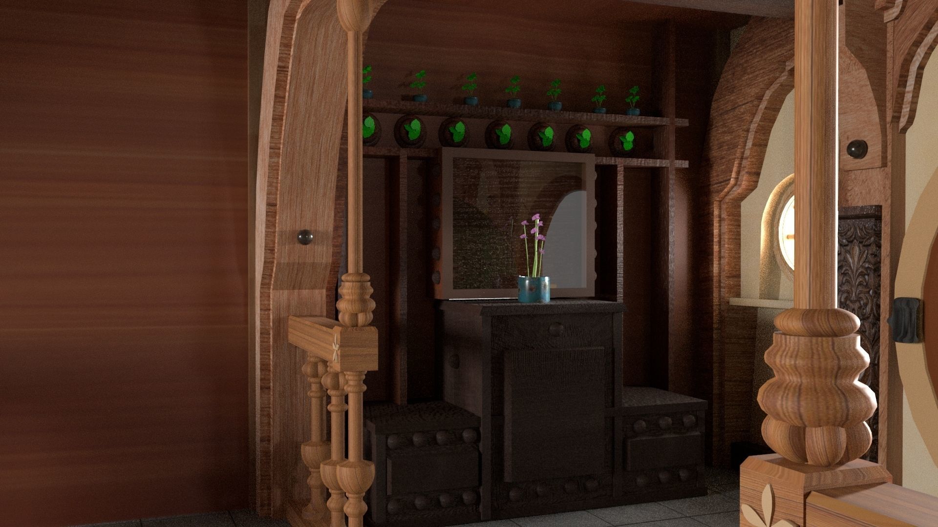 3D Room Environment Model Low-poly 3D model_9