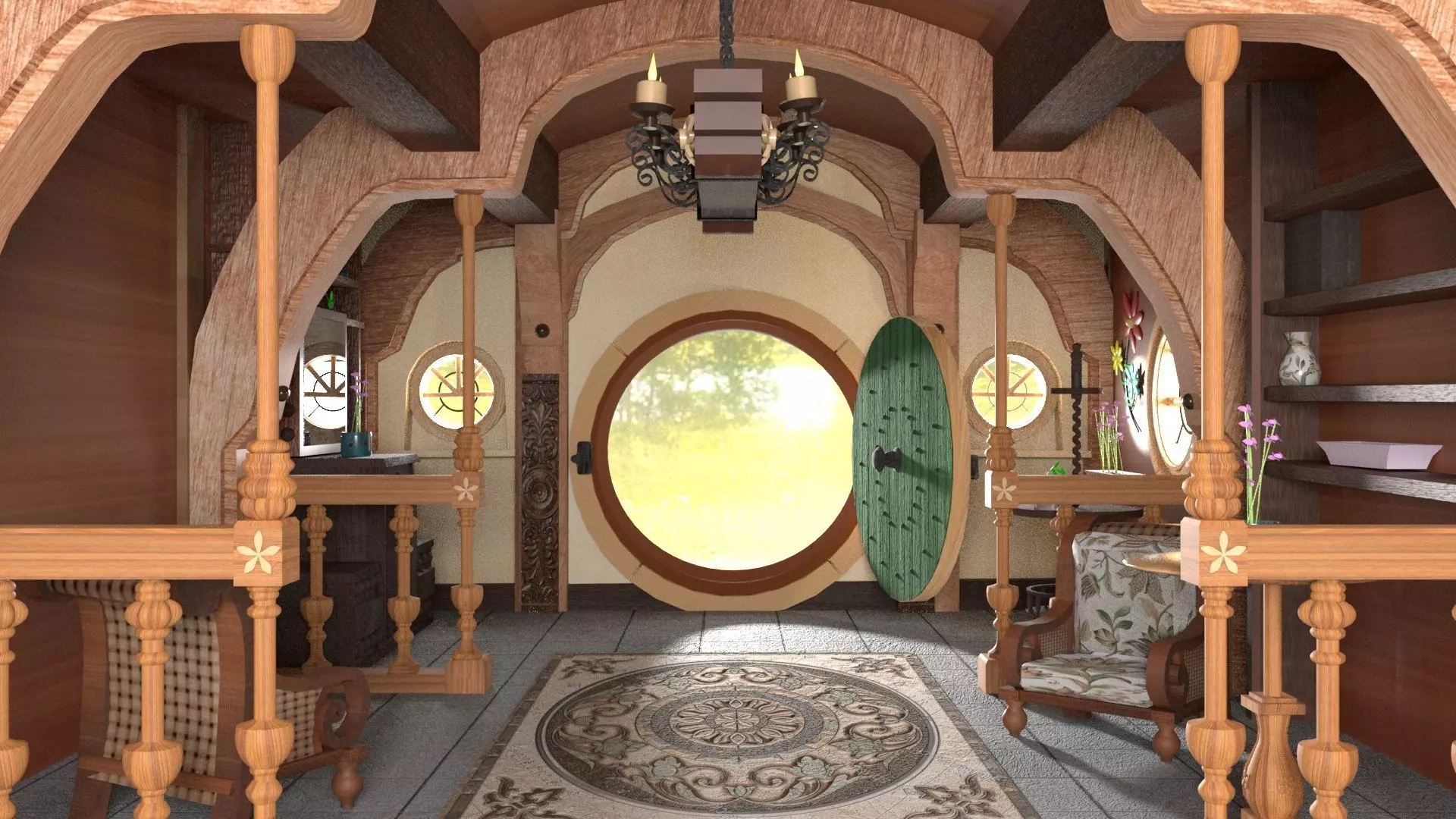 3D Room Environment Model Low-poly 3D model_0