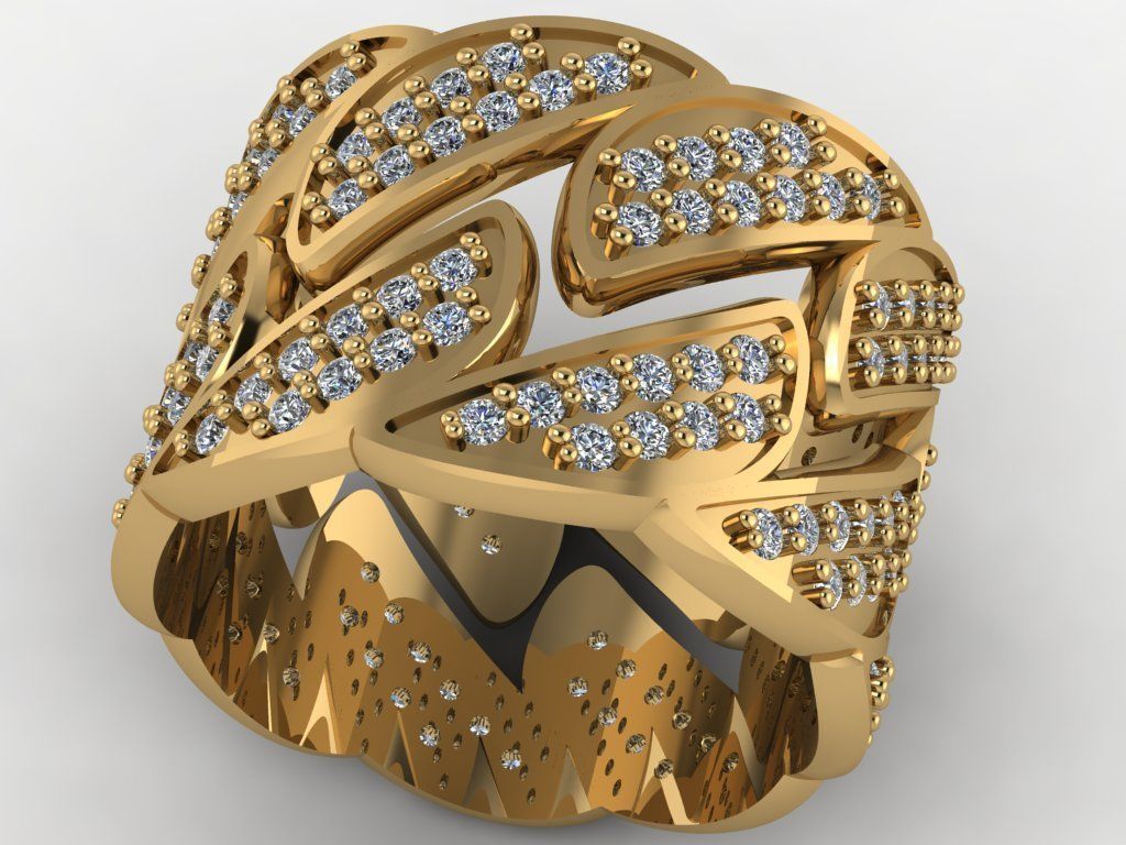 Cuban ring  2 piece 3D print model_1