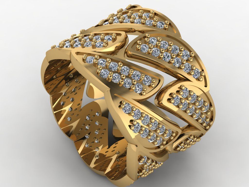 Cuban ring  2 piece 3D print model_12