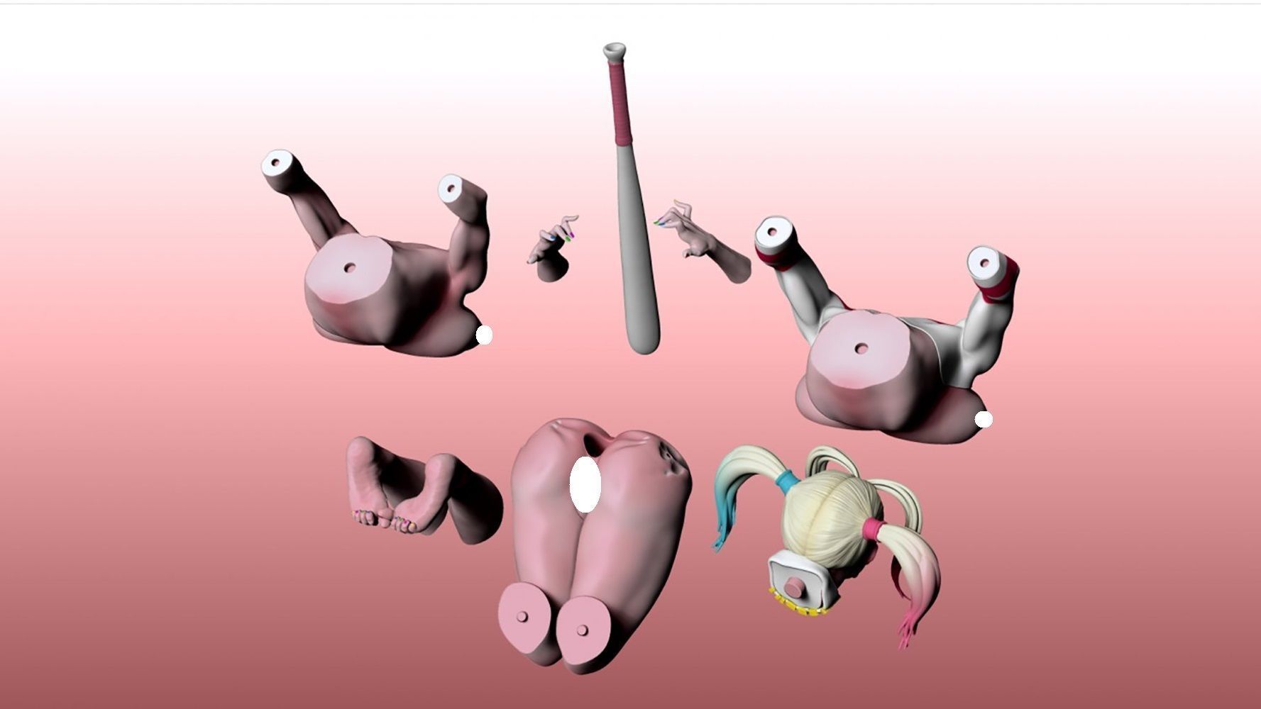 Harley Quinn Pen Holder 3D Model Ready to Print 3D print model_7