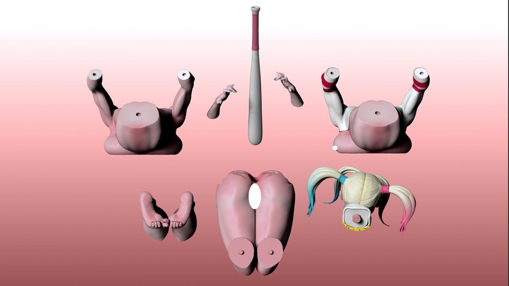 Harley Quinn Pen Holder 3D Model Ready to Print 3D print model_9