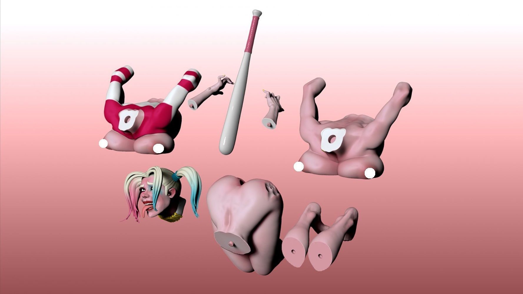 Harley Quinn Pen Holder 3D Model Ready to Print 3D print model_6