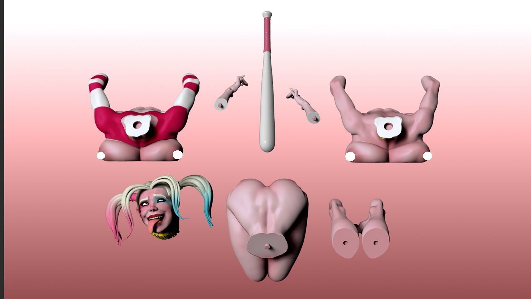 Harley Quinn Pen Holder 3D Model Ready to Print 3D print model_8