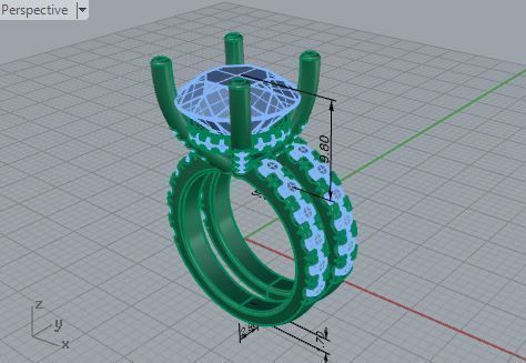 Chain style diamond ring with band 3728 3D print model 3D print model_7