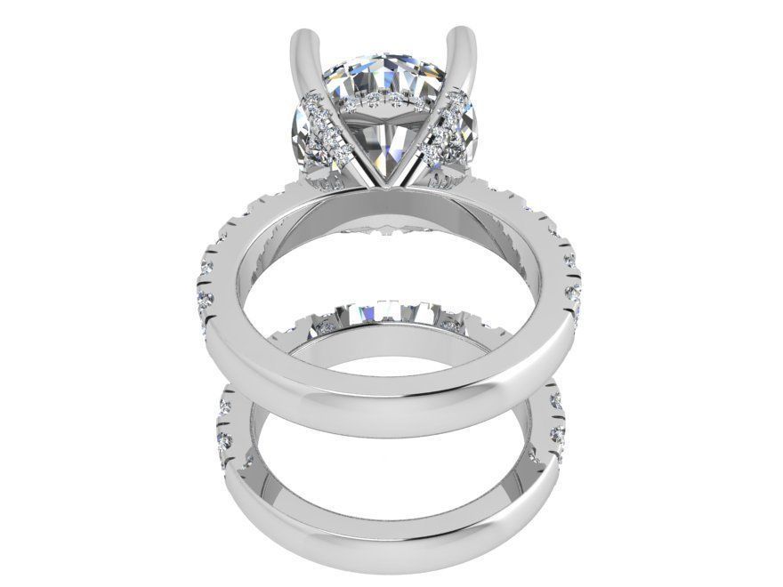 Chain style diamond ring with band 3728 3D print model 3D print model_3